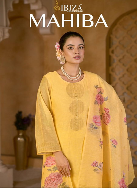 Mahiba By Ibiza Pure Lilen Jaquard Digital Print Dress Material Wholesale In India